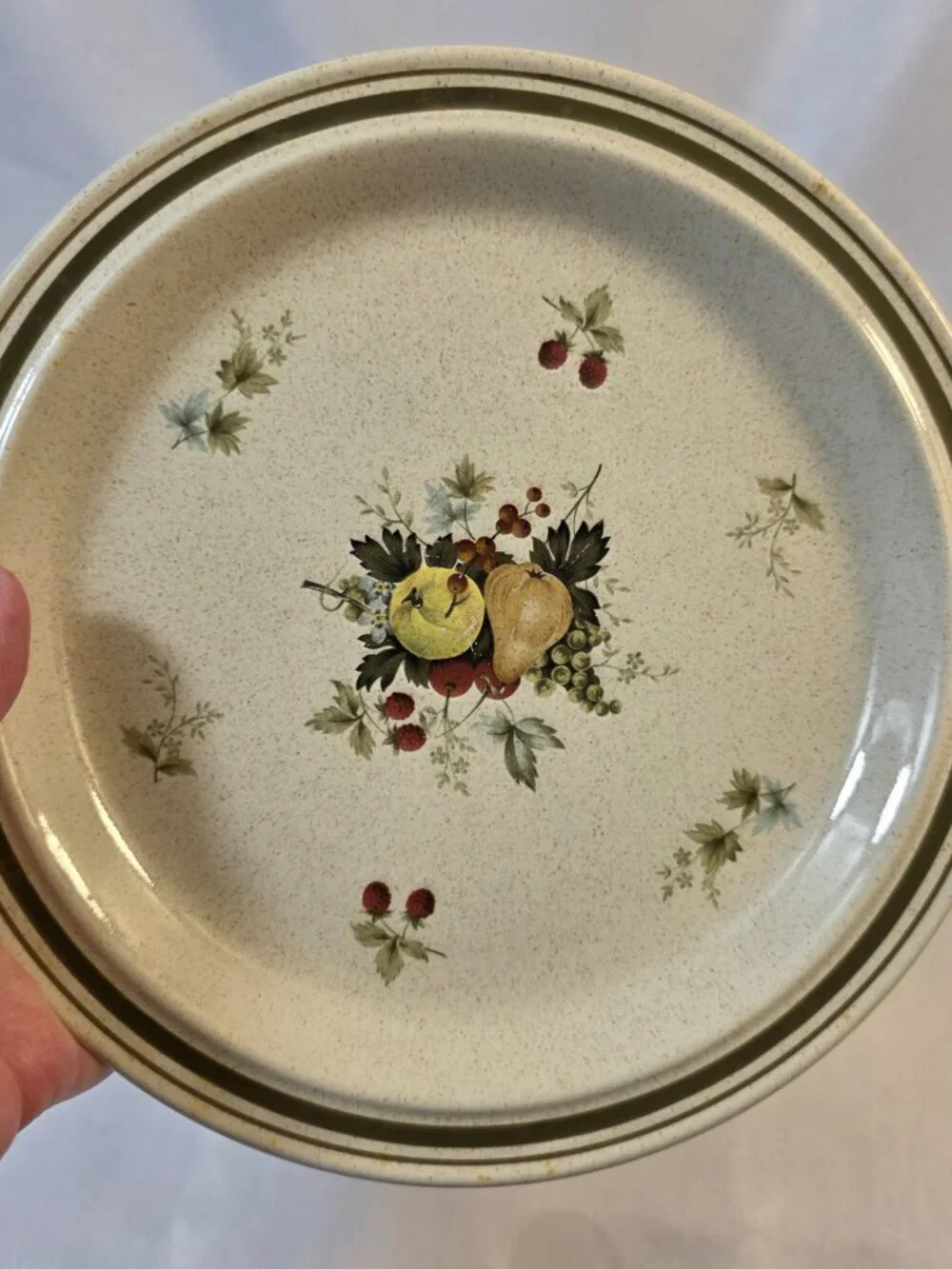 TWO Royal Doulton Cornwall (Double Green Trim) Salad Plates Fruit & Berries